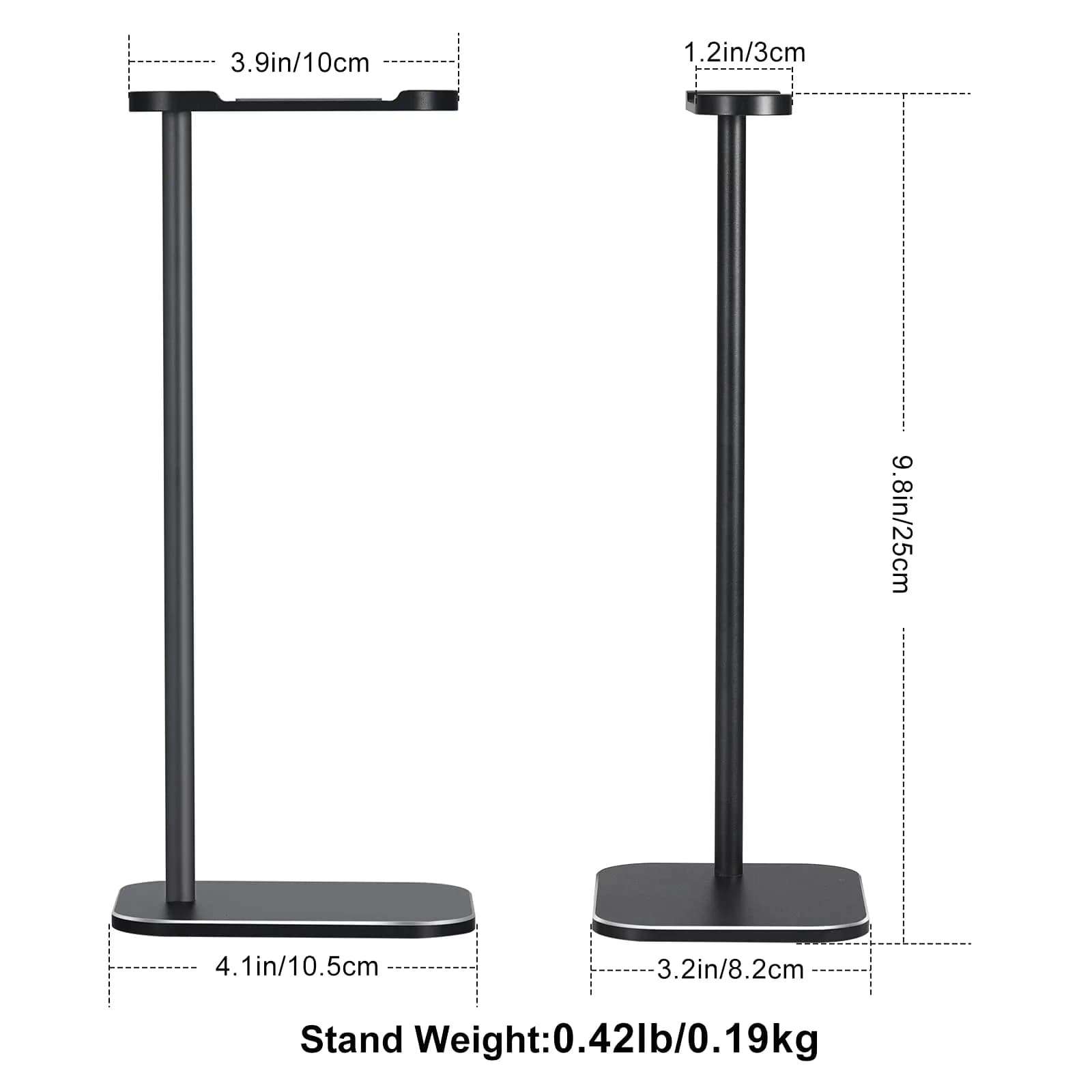 SHUOSUO Black Aluminum Headphone Stand with Solid Metal Base | Modern Minimalistic Design - view 6