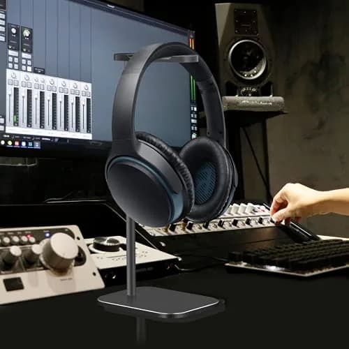 SHUOSUO Black Aluminum Headphone Stand with Solid Metal Base | Modern Minimalistic Design thumbnail 7