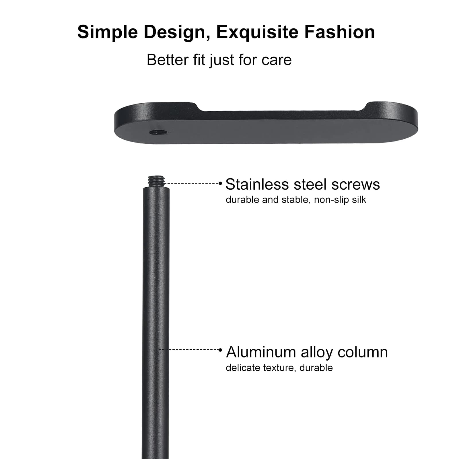 SHUOSUO Black Aluminum Headphone Stand with Solid Metal Base | Modern Minimalistic Design - view 3