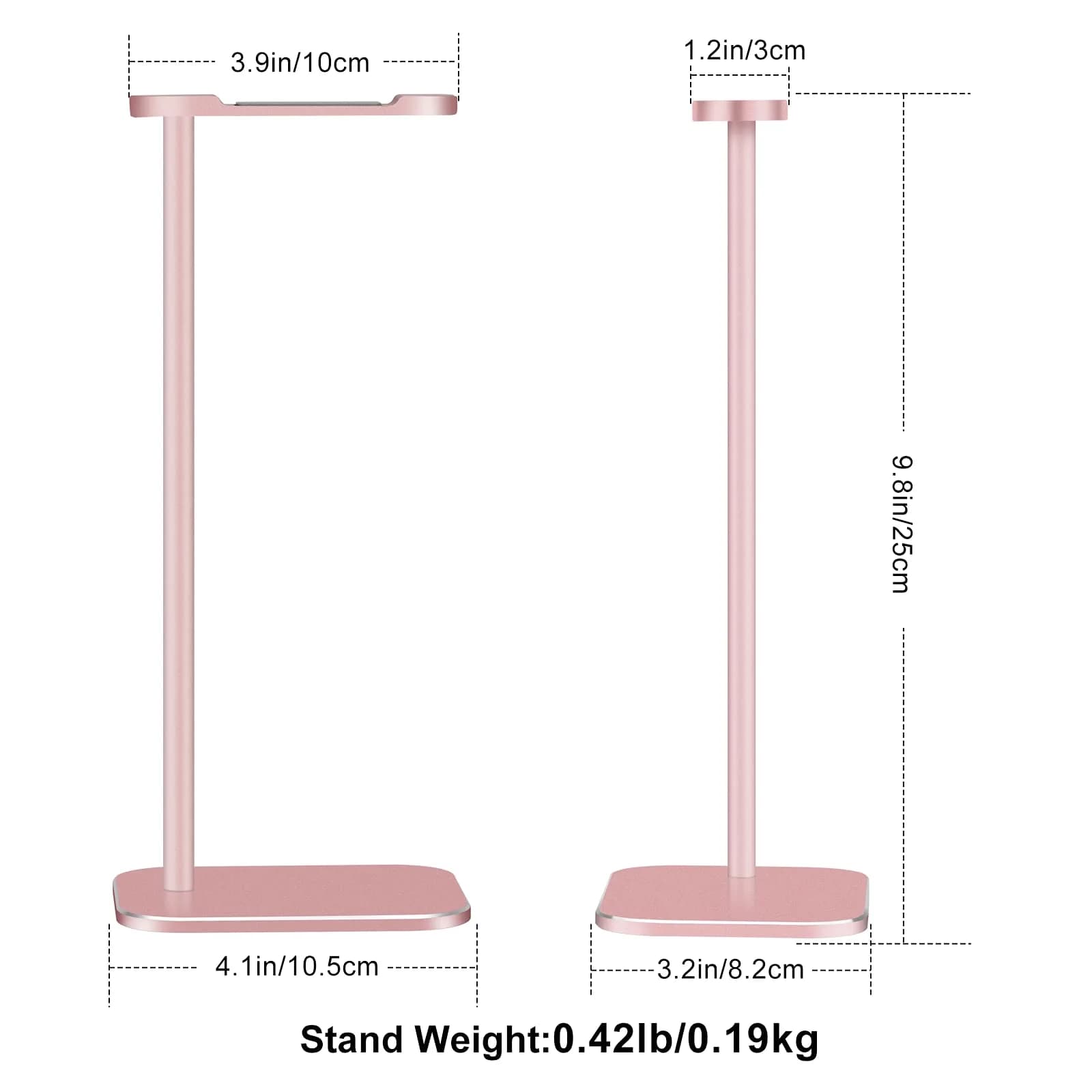 SHUOSUO Aluminum Headphone Stand with Solid Metal Base, Rose Gold | Desk Organizer for Most Headphones - view 6