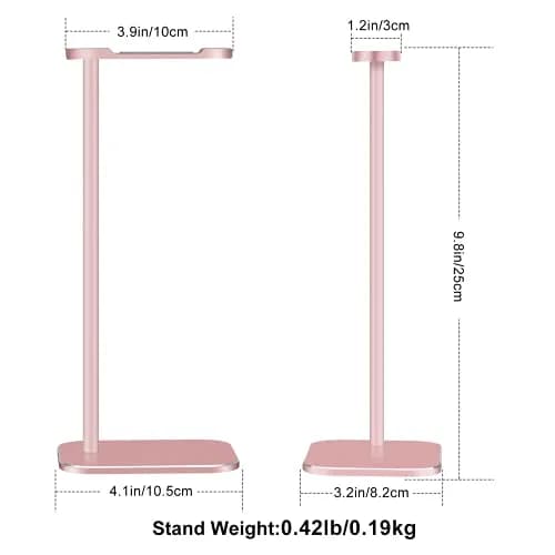 SHUOSUO Aluminum Headphone Stand with Solid Metal Base, Rose Gold | Desk Organizer for Most Headphones thumbnail 6