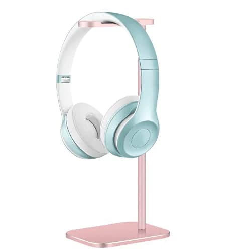 SHUOSUO Aluminum Headphone Stand with Solid Metal Base, Rose Gold | Desk Organizer for Most Headphones thumbnail 1