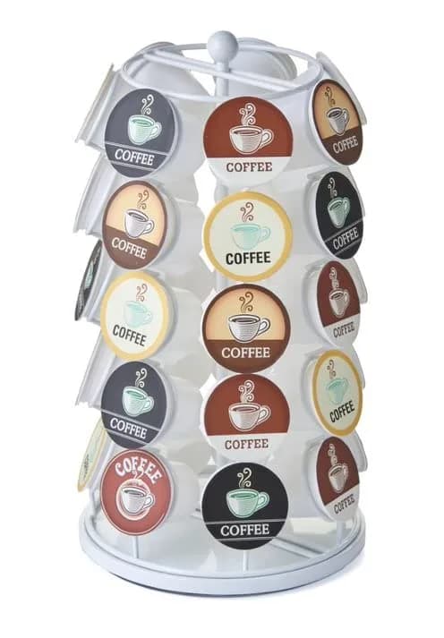 Nifty Solutions White Item Stand 35 K Cup Capacity | 360° Rotating Coffee Pod Organizer (13 Inch Tall)