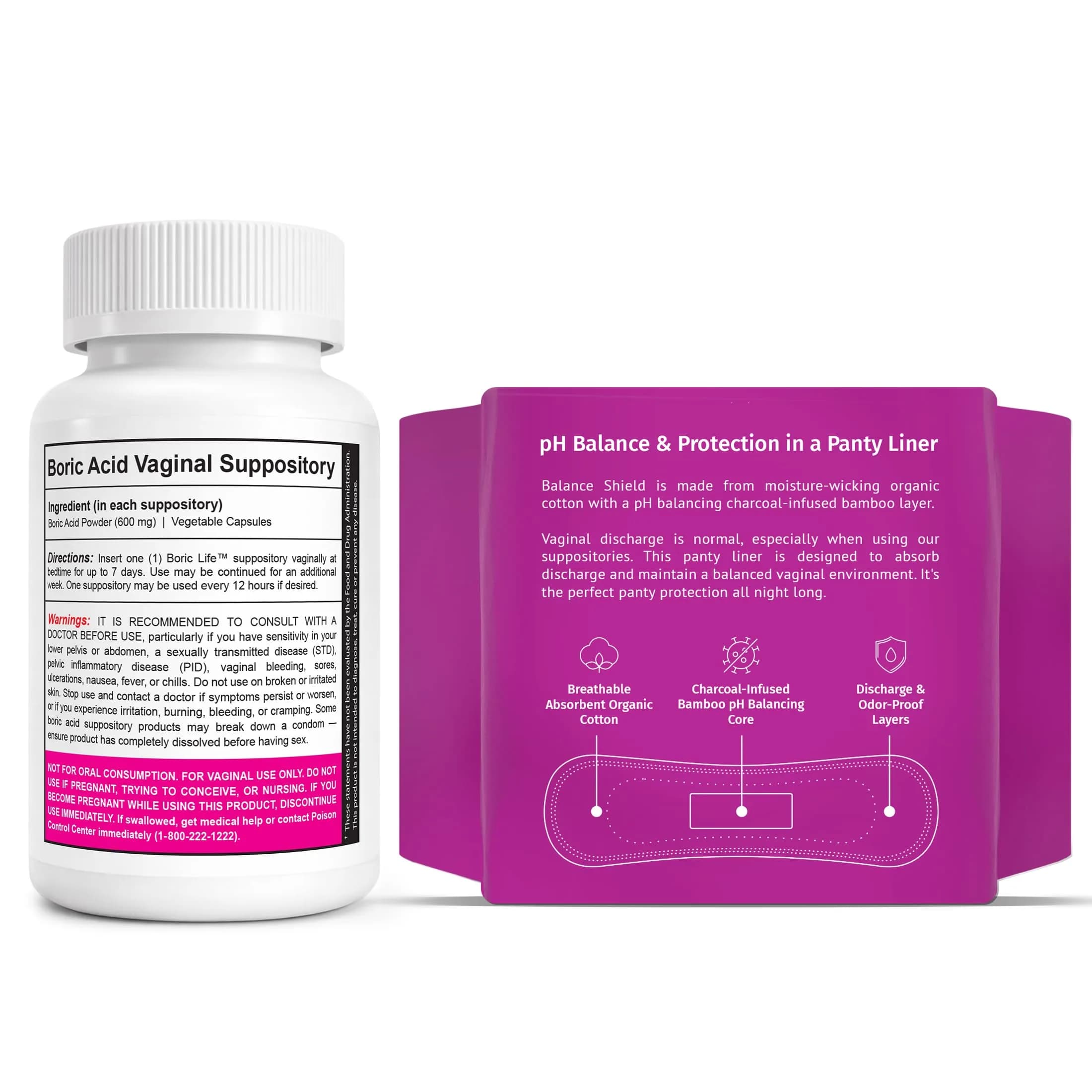 NutraBlast Boric Life + Balance Shield Bundle: 600mg Boric Acid Suppositories & Vaginal Health Tools - view 2