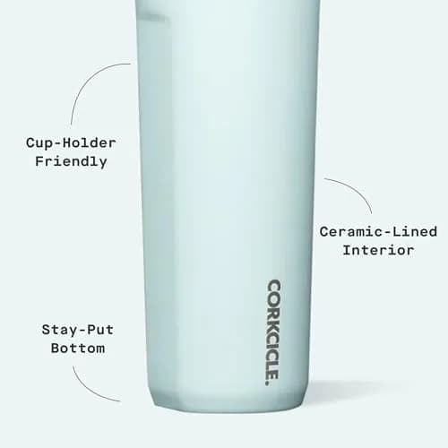 Corkcicle Commuter Cup 17 oz (503 ml) with 360° Sip Lid, Gloss Powder Blue | Insulated Stainless Steel Travel Mug thumbnail 4