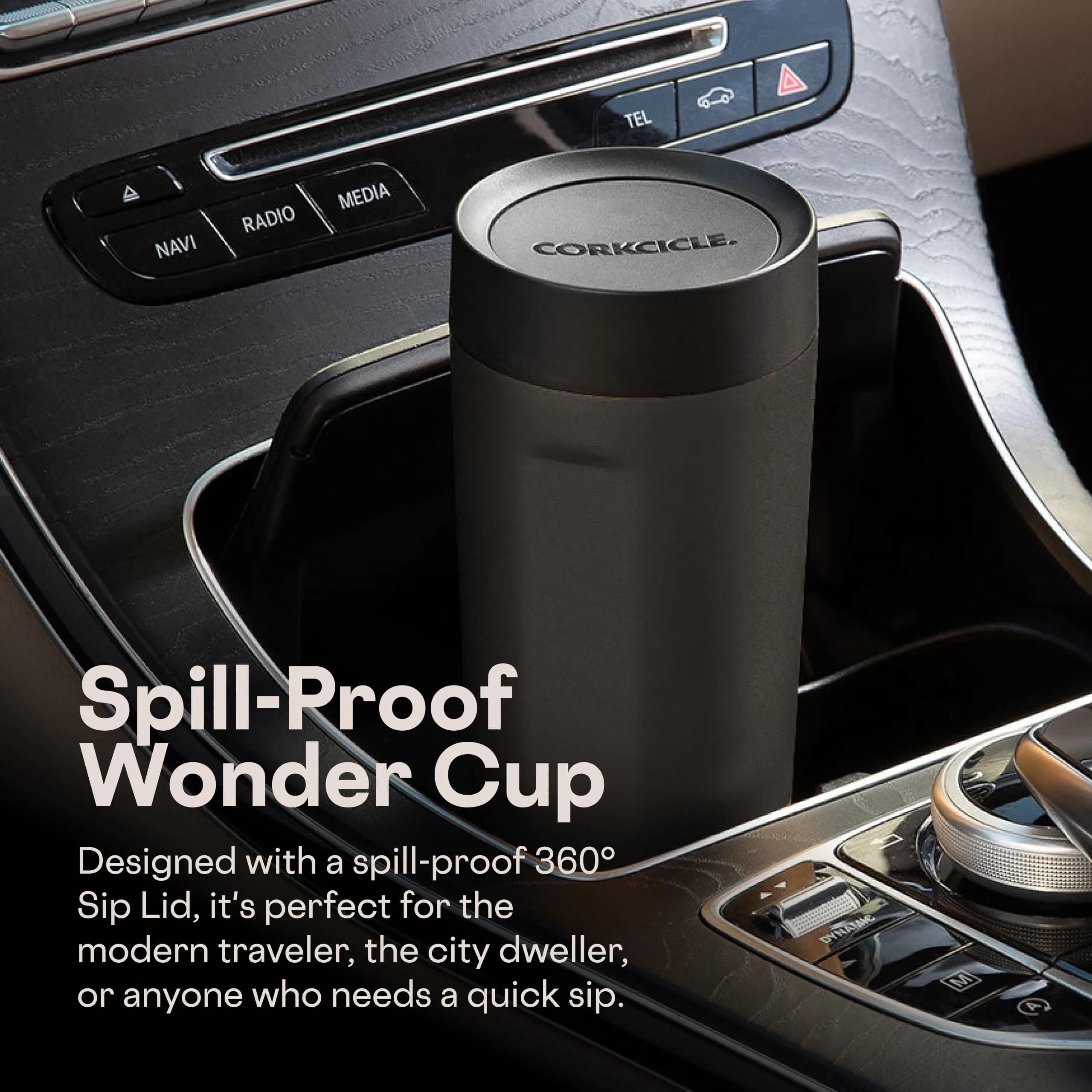 Corkcicle Commuter Cup 17 oz (503 ml) with 360° Sip Lid, Gloss Powder Blue | Insulated Stainless Steel Travel Mug - view 6