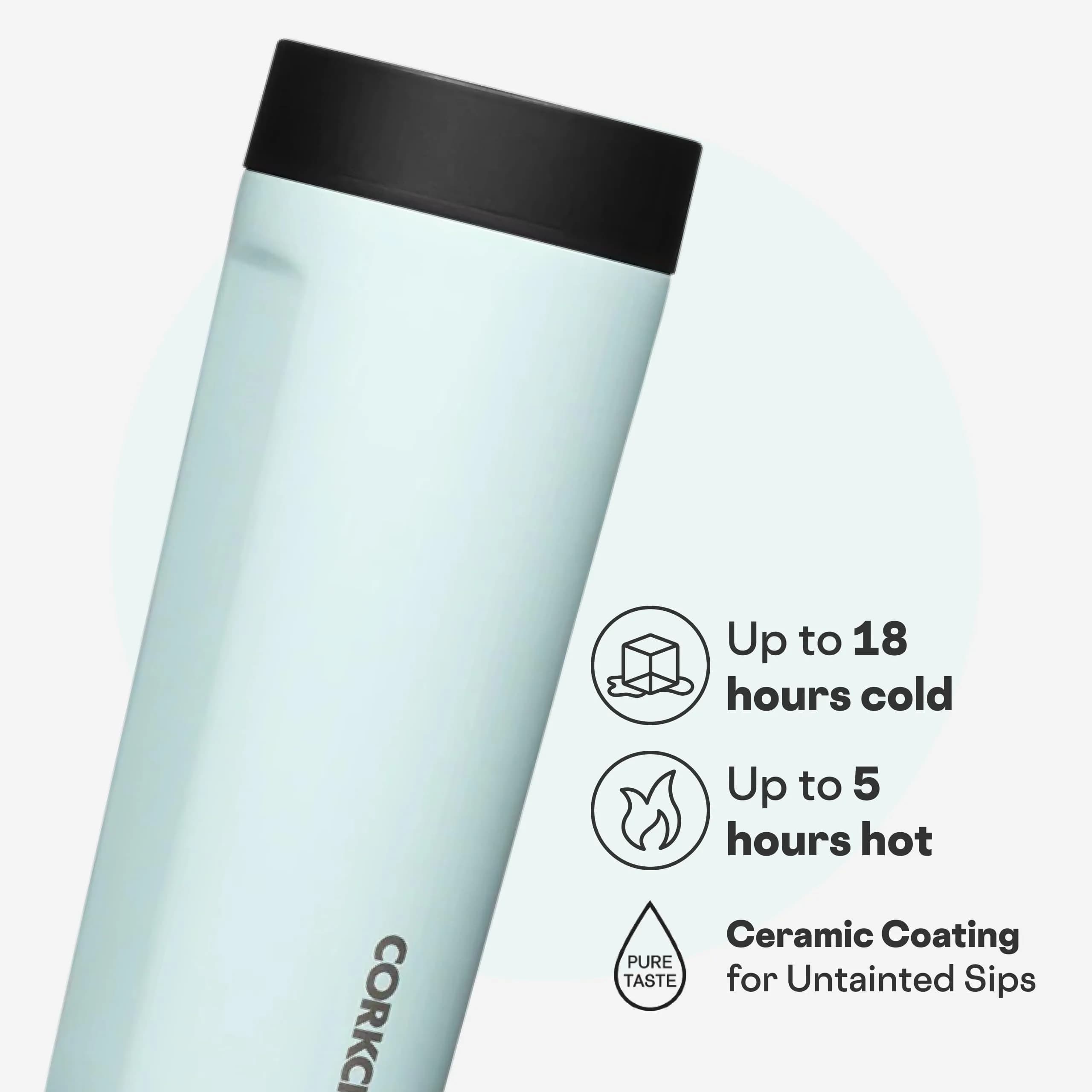 Corkcicle Commuter Cup 17 oz (503 ml) with 360° Sip Lid, Gloss Powder Blue | Insulated Stainless Steel Travel Mug - view 3