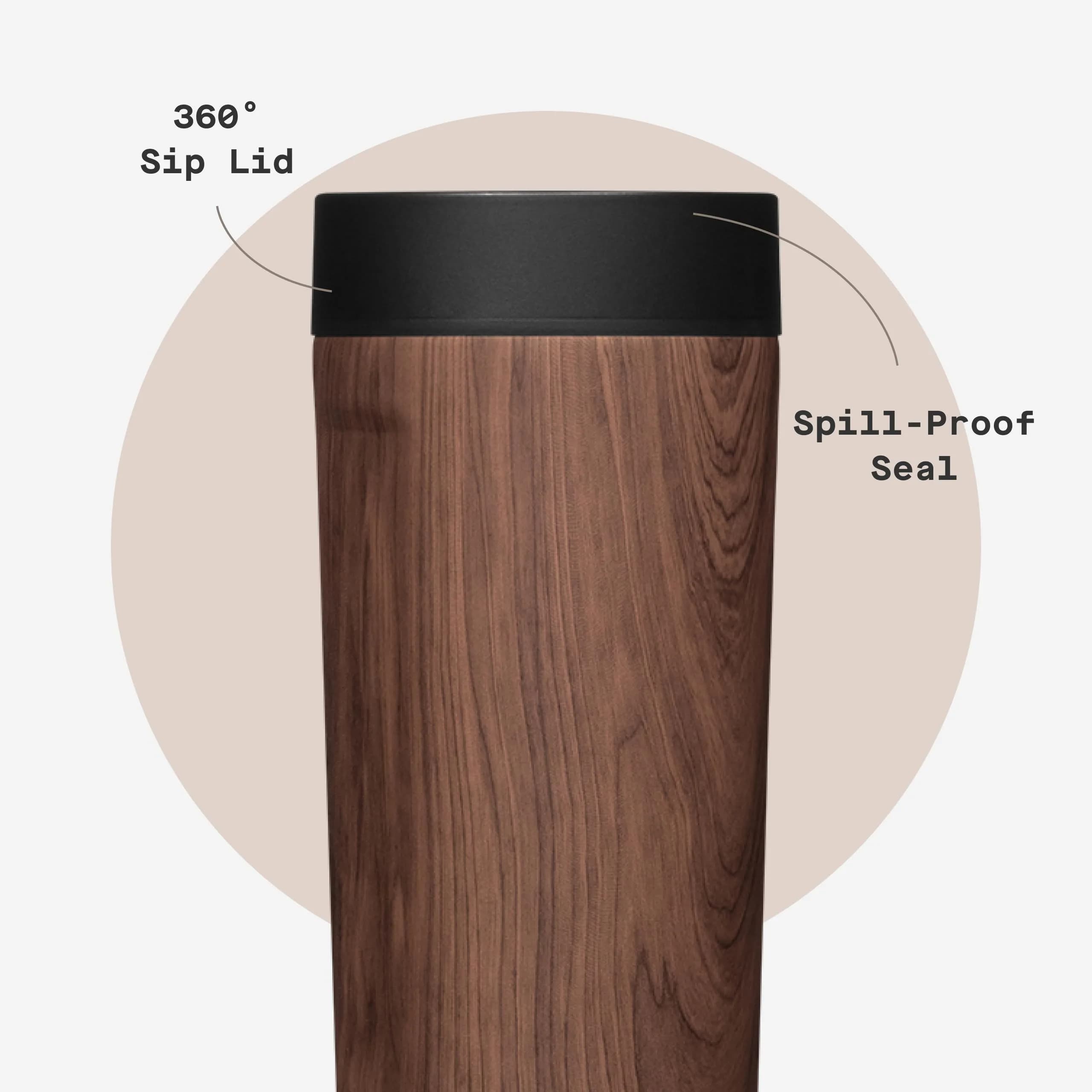 Corkcicle Commuter Cup 503ml (17 oz) Travel Mug with 360° Sip Lid, Walnut Wood - view 5