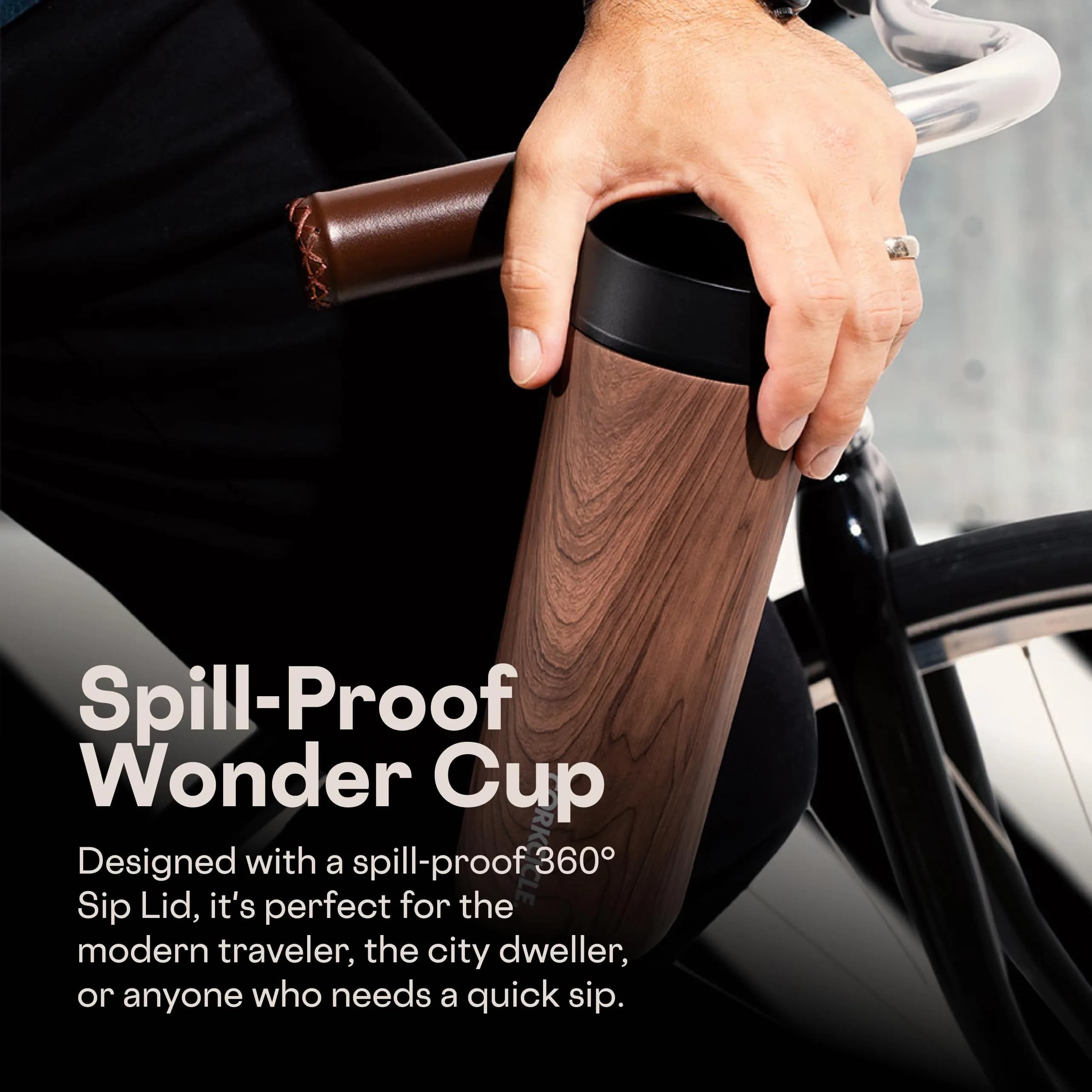 Corkcicle Commuter Cup 503ml (17 oz) Travel Mug with 360° Sip Lid, Walnut Wood - view 6