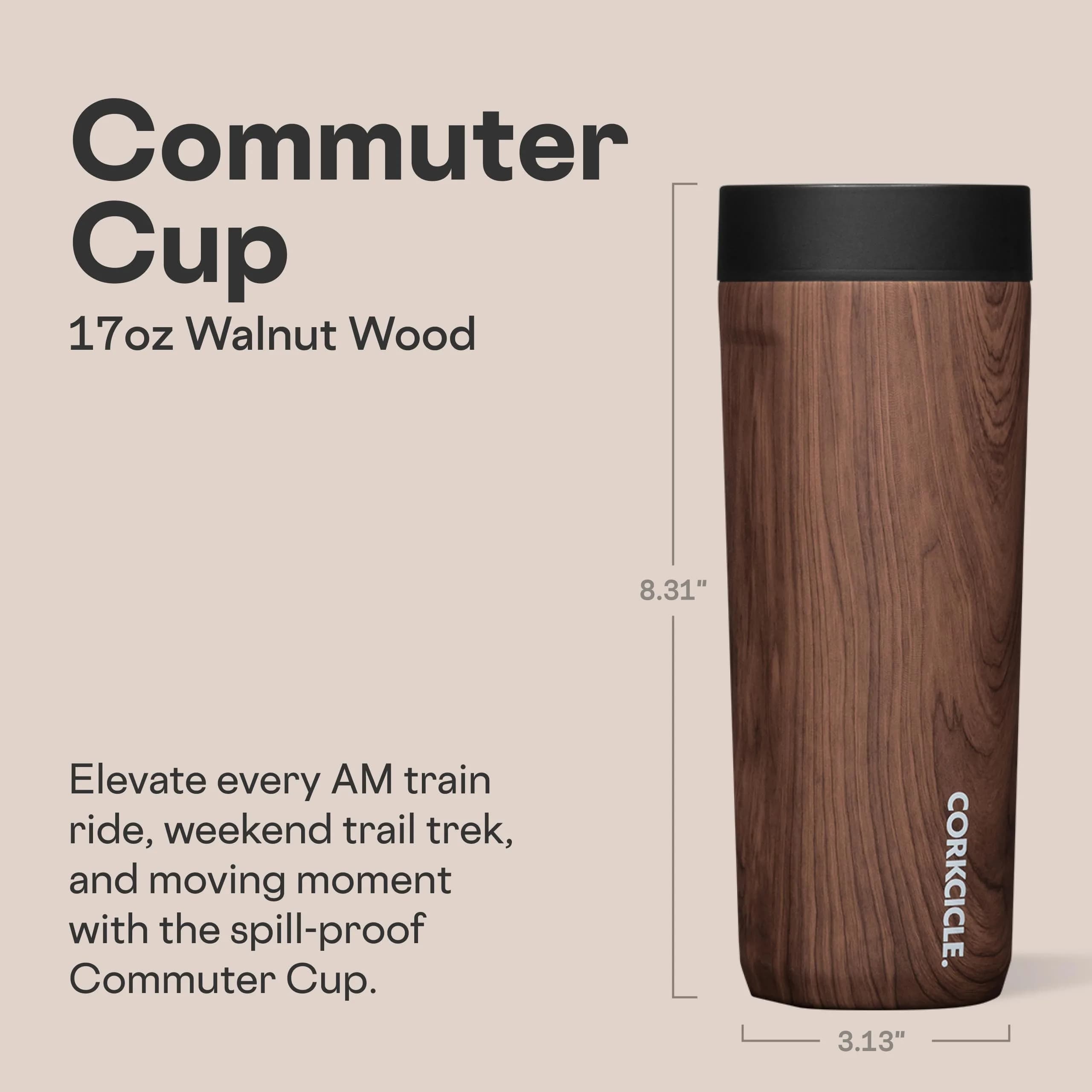 Corkcicle Commuter Cup 503ml (17 oz) Travel Mug with 360° Sip Lid, Walnut Wood - view 2