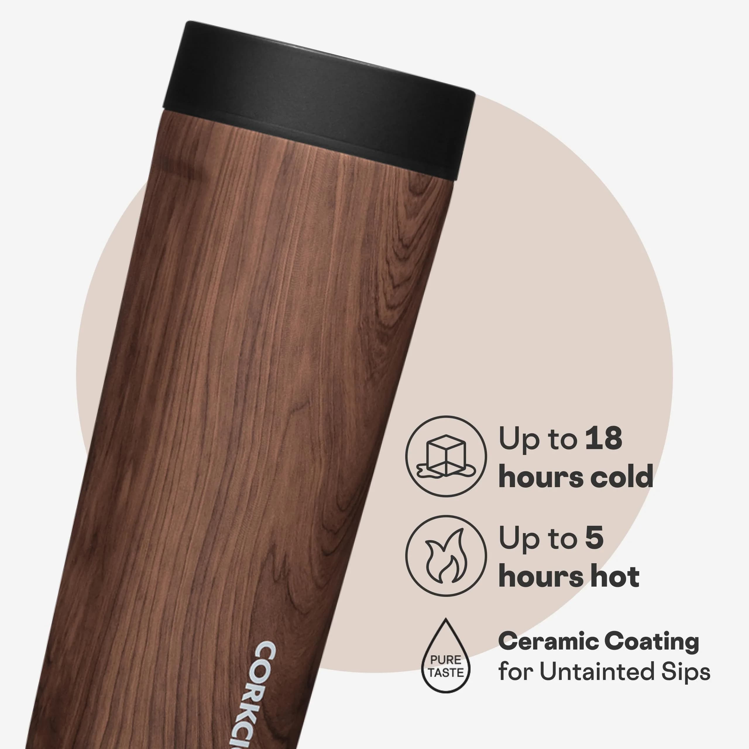 Corkcicle Commuter Cup 503ml (17 oz) Travel Mug with 360° Sip Lid, Walnut Wood - view 3
