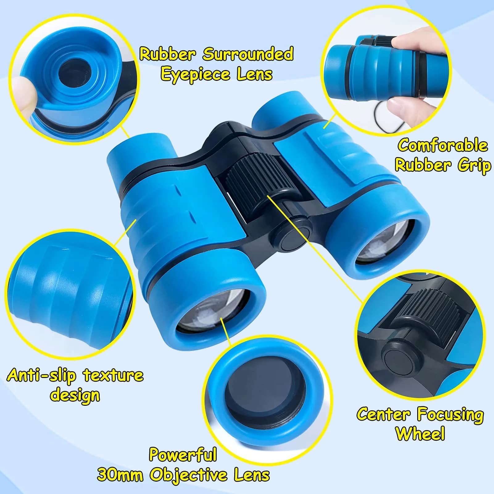 ESSENSON Kids Binoculars Blue 4x30mm | Shockproof Outdoor Toy for Ages 3-12 - view 2