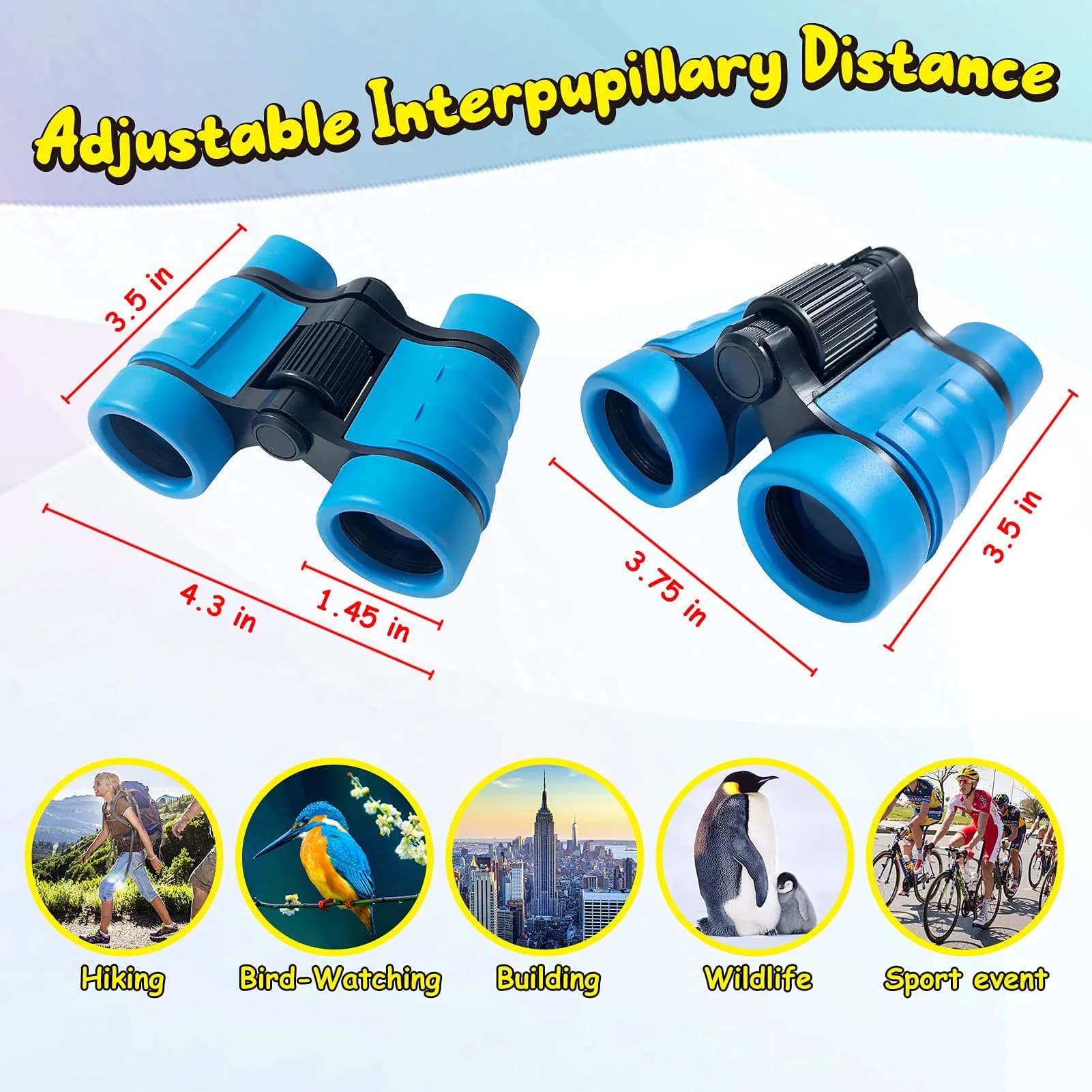 ESSENSON Kids Binoculars Blue 4x30mm | Shockproof Outdoor Toy for Ages 3-12 - view 3