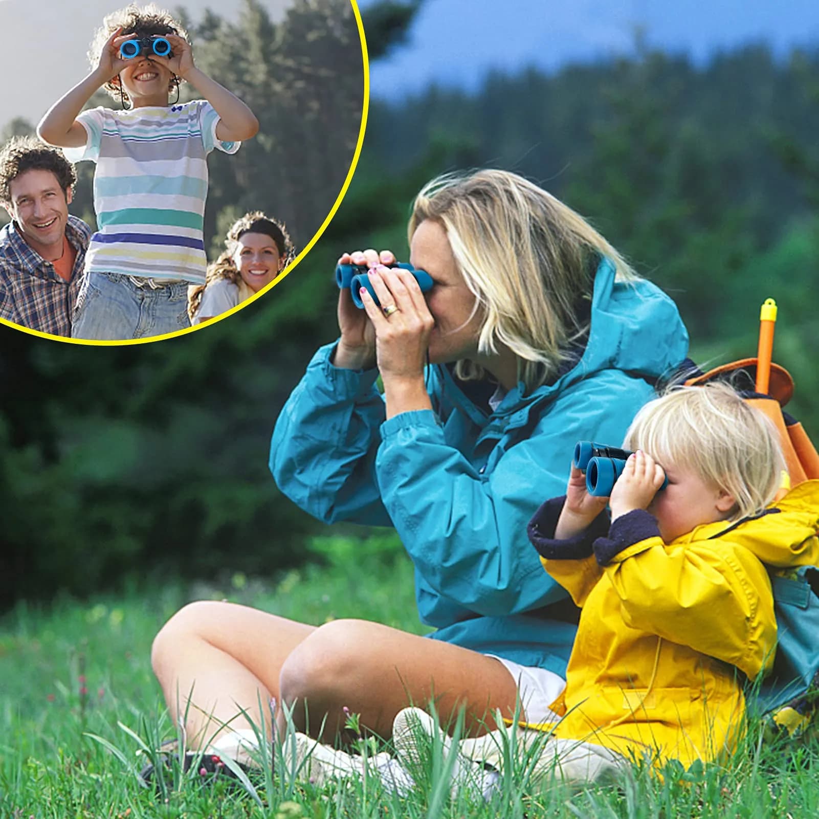 ESSENSON Kids Binoculars Blue 4x30mm | Shockproof Outdoor Toy for Ages 3-12 - view 4