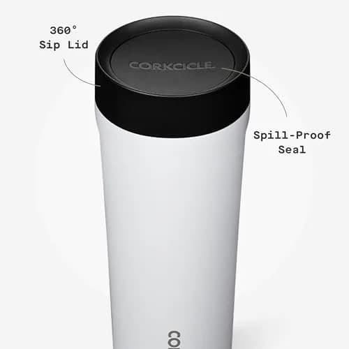 Corkcicle Commuter Cup 590ml (17 oz) Travel Mug with 360° Sip Lid, Gloss White | Keeps Drinks Cold 18 Hrs, Hot 5 Hrs thumbnail 5