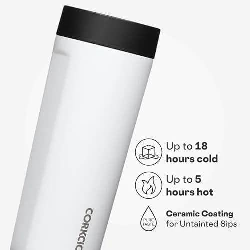 Corkcicle Commuter Cup 590ml (17 oz) Travel Mug with 360° Sip Lid, Gloss White | Keeps Drinks Cold 18 Hrs, Hot 5 Hrs thumbnail 3