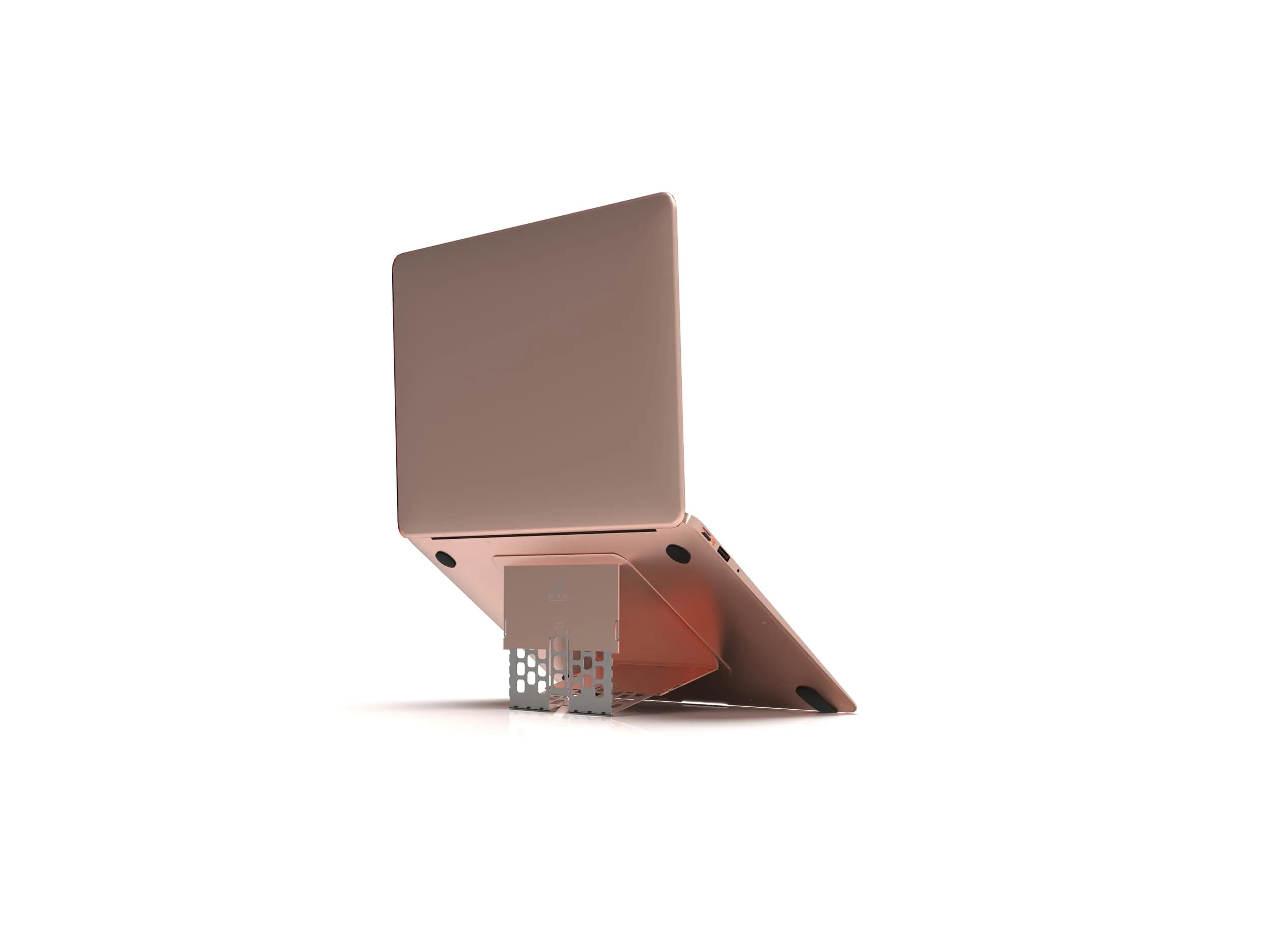 MAJEXTAND Paper-Thin Laptop Stand 6-Height Adjustable | Portable Ergonomic Ventilated Support — Rose Gold