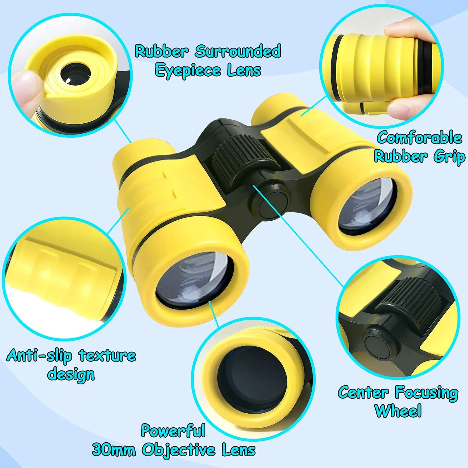 ESSENSON Kids Binoculars Yellow 4x30mm (150g) | Shockproof Outdoor Toy for Ages 3-12 - view 2