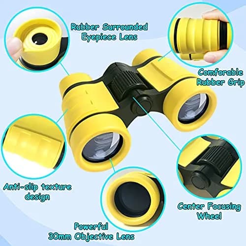 ESSENSON Kids Binoculars Yellow 4x30mm (150g) | Shockproof Outdoor Toy for Ages 3-12 thumbnail 2