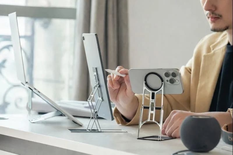 MAJEXTAND Invisible Laptop Stand, 6-Level Riser, Ultra-Slim, Supports Up to 18" Laptops, Silver thumbnail 7
