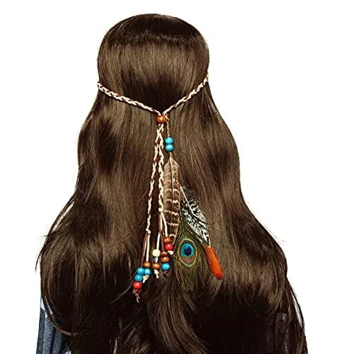 obmwang Boho Feather Headbands Indian Feather Headband Peacoak Headpieces Festival Costumes Hair Accessories for Women and Girls | Boho Chic Summer Accessory thumbnail 5