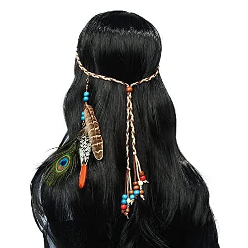 obmwang Boho Feather Headbands Indian Feather Headband Peacoak Headpieces Festival Costumes Hair Accessories for Women and Girls | Boho Chic Summer Accessory thumbnail 6