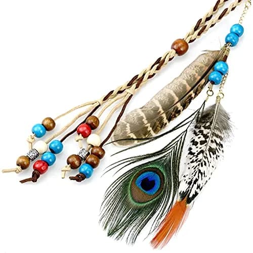 obmwang Boho Feather Headbands Indian Feather Headband Peacoak Headpieces Festival Costumes Hair Accessories for Women and Girls | Boho Chic Summer Accessory thumbnail 7