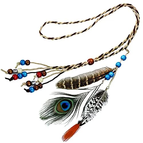 obmwang Boho Feather Headbands Indian Feather Headband Peacoak Headpieces Festival Costumes Hair Accessories for Women and Girls | Boho Chic Summer Accessory thumbnail 4