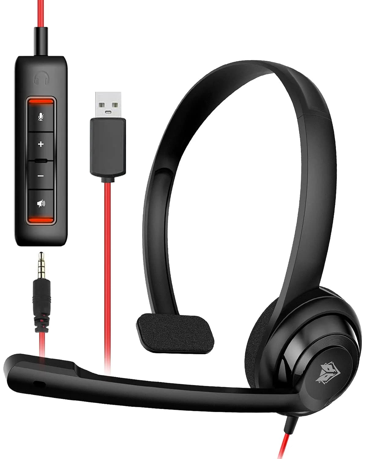 NUBWO HW02 USB Headset with Microphone Noise Cancelling & Inline Control | Ultra Comfort Wired Office Headphone — Black