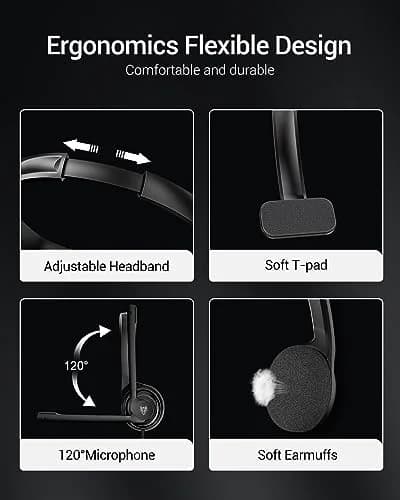 NUBWO HW02 USB Headset with Microphone Noise Cancelling & Inline Control | Ultra Comfort Wired Office Headphone thumbnail 4