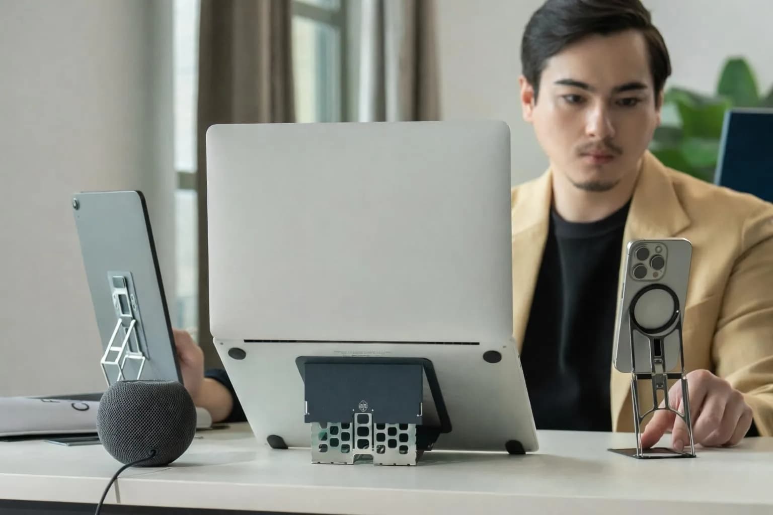 MAJEXTAND Invisible Laptop Stand, Stick-On 6-Level Riser for Mobile Work | Ultra-thin, Portable, Supports Up to 18" Laptops thumbnail 9