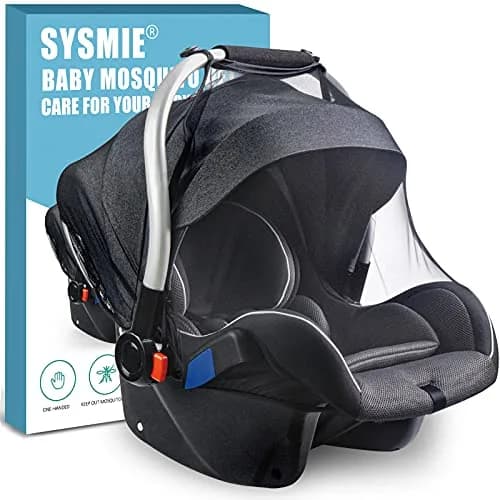 Sysmie Black Mosquito Net for Infant Car Seat & Stroller | Breathable Polyester Mesh, 100cm (39 Inch) Stretchable thumbnail 1