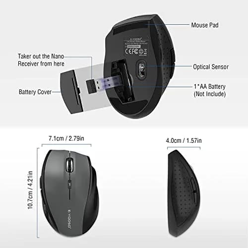 E-YOOSO Wireless Mouse for Laptop, Portable Optical Computer Mouse, 6 Buttons, 2.4GHz, 5-Level 4800 DPI, 18 Months Battery Life thumbnail 4