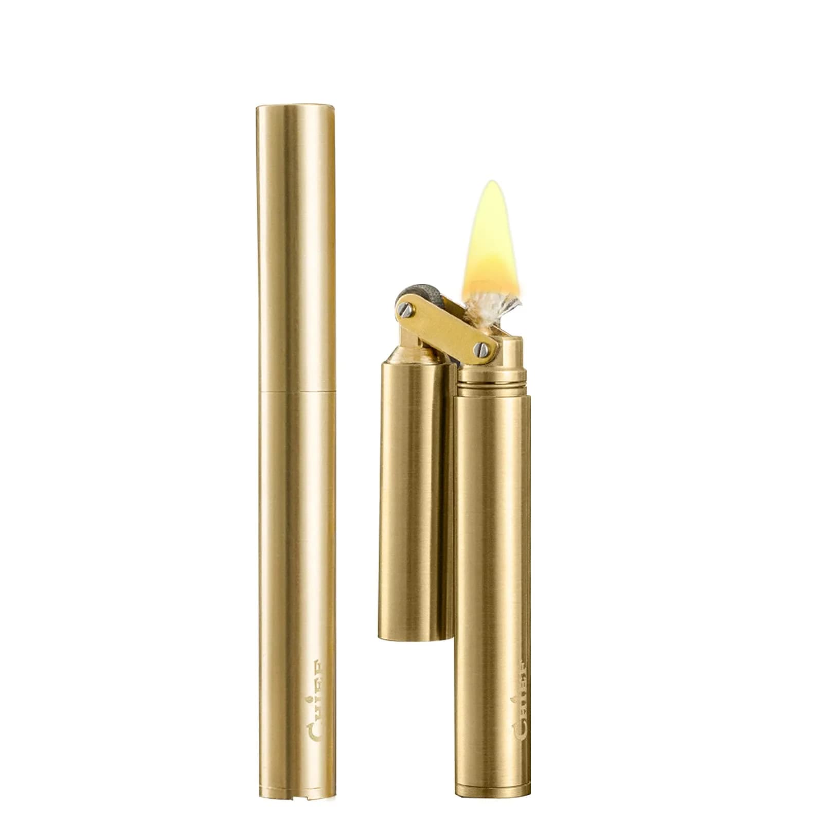 DOUBFIVSY Vintage Windproof Refillable Kerosene Lighter, Antique Brass Trench Design with Gift Box | Cool Trench Lighters for Men Dad Husband - main product image