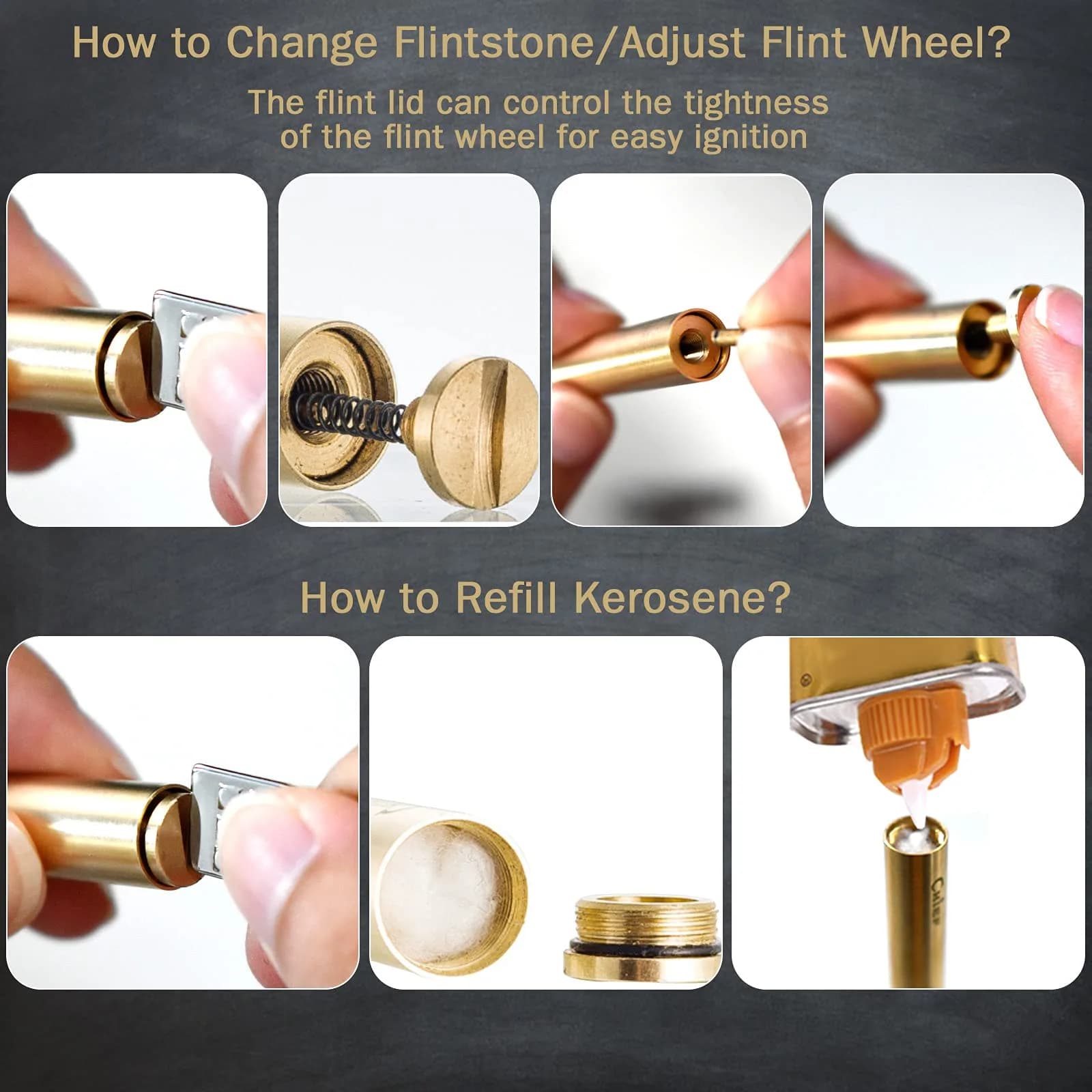 DOUBFIVSY Vintage Windproof Refillable Kerosene Lighter, Antique Brass Trench Design with Gift Box | Cool Trench Lighters for Men Dad Husband - view 3