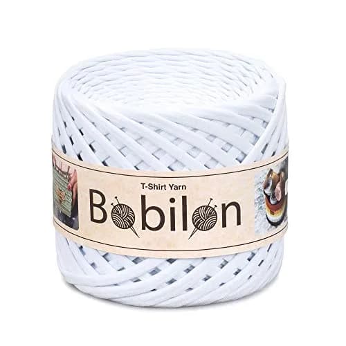 Bobilon Cotton T-Shirt Yarn 5-7mm | Soft Jersey Ribbon for Crochet & DIY (Snow White, 110 yards) thumbnail 1