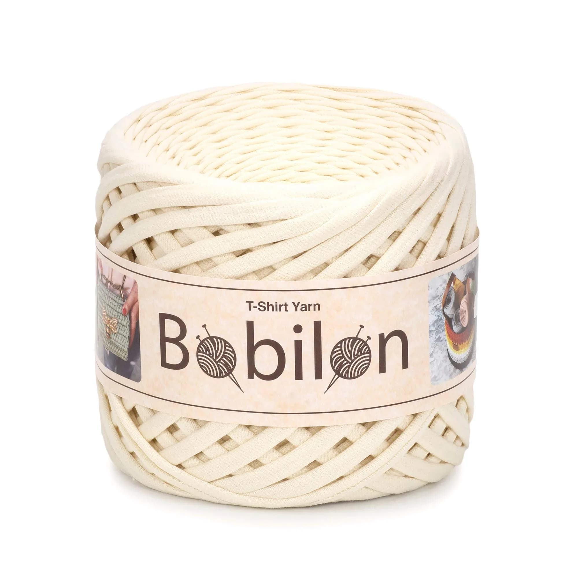 Bobilon Cotton Yarn for Crocheting 5-7mm | Soft Jersey Ribbon, Vanilla