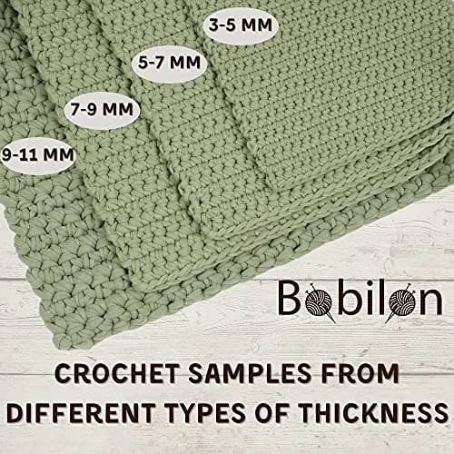 Bobilon Cotton Yarn for Crocheting 5-7mm | Soft Jersey Ribbon, Vanilla thumbnail 3
