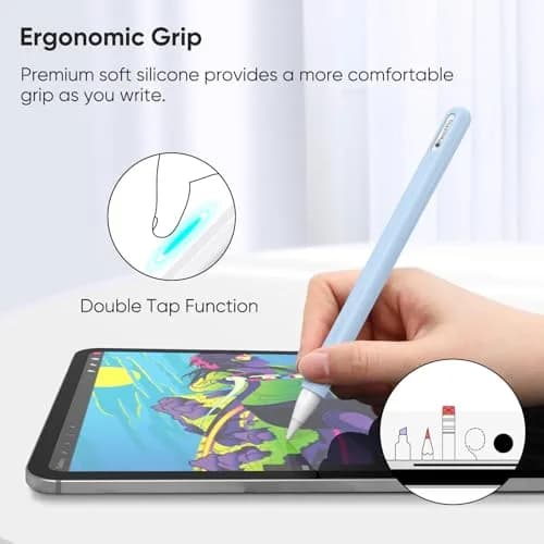 Fintie Silicone Sleeve for Apple Pencil Pro & Apple Pencil 2nd Generation, Sky Blue | Protects Against Scratches & Rolling thumbnail 4