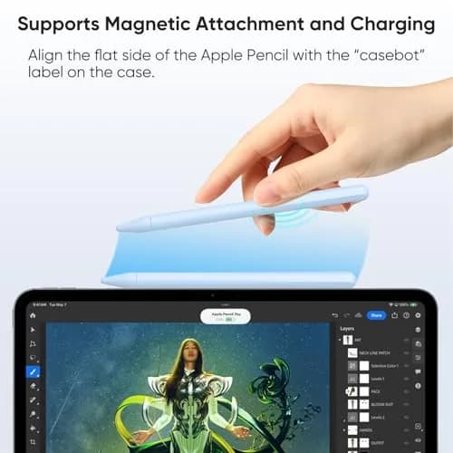 Fintie Silicone Sleeve for Apple Pencil Pro & Apple Pencil 2nd Generation, Sky Blue | Protects Against Scratches & Rolling thumbnail 5
