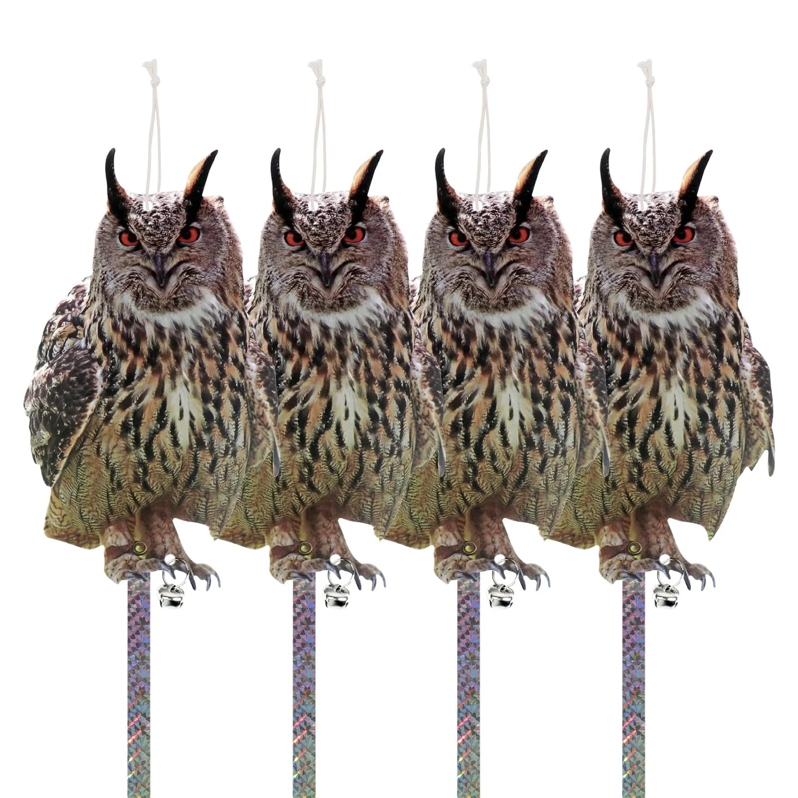 Kungfu Mall Fake Owl Garden Decor 81.28 cm (32 inches) | Plastic Bird Scarer with Reflective Tape - main product image