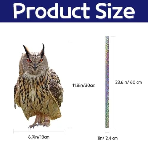 Kungfu Mall Fake Owl Garden Decor 81.28 cm (32 inches) | Plastic Bird Scarer with Reflective Tape thumbnail 3