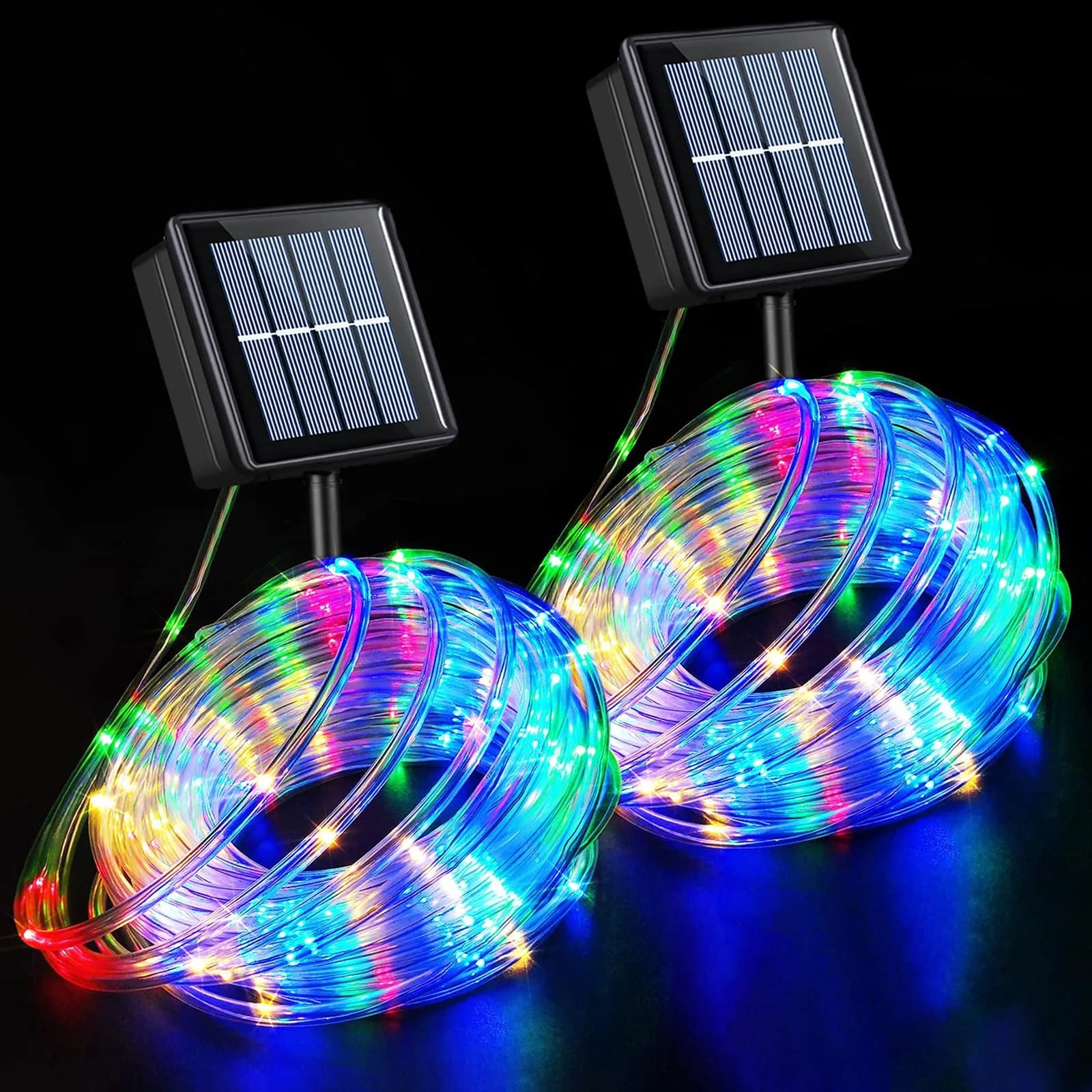YEGUO Solar Rope Lights Waterproof 66ft 200 LED Multicolor | 8 Modes, IP44, Outdoor Use