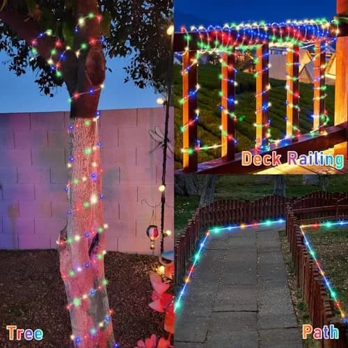 YEGUO Solar Rope Lights Waterproof 66ft 200 LED Multicolor | 8 Modes, IP44, Outdoor Use thumbnail 6