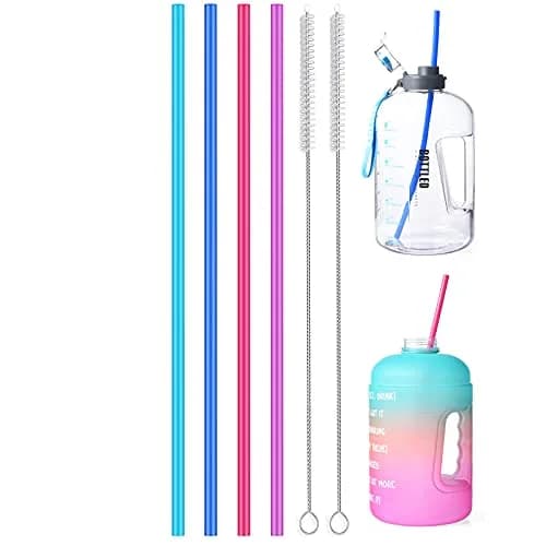 ALINK 15 inch Extra Long Reusable Silicone Straws | Flexible, BPA-Free, 4-Pack for Large Water Bottles & Jug thumbnail 1