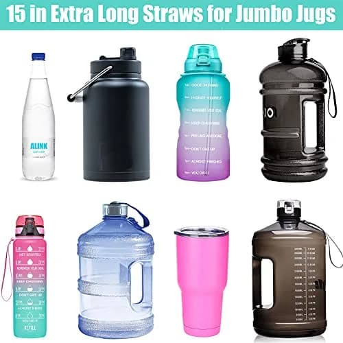ALINK 15 inch Extra Long Reusable Silicone Straws | Flexible, BPA-Free, 4-Pack for Large Water Bottles & Jug thumbnail 4