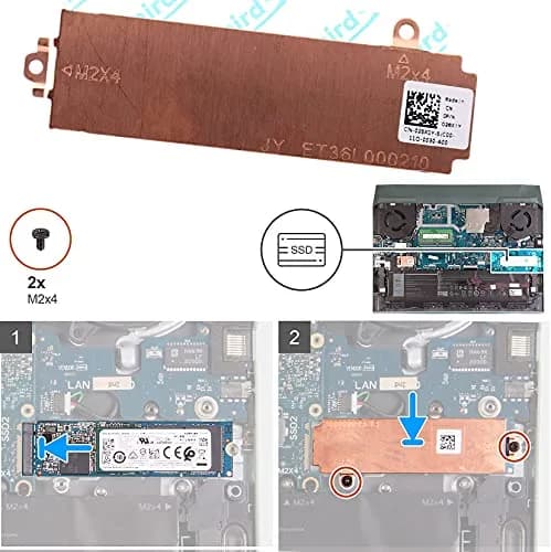 N\A Slot 2/Slot 1 M.2 2280 SSD Heatsink Cover Thermal Pad 29GT8 26X1Y for Dell G15 5510 thumbnail 4