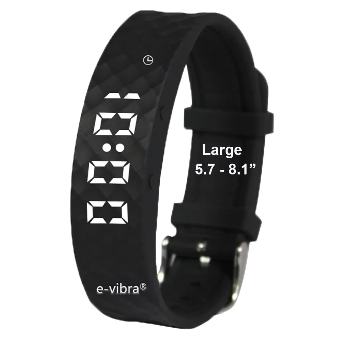 e-vibra Rechargeable Silent Vibrating Watch - Large Black | 15 Daily Alarms for Potty Training & Medical Reminders — Black