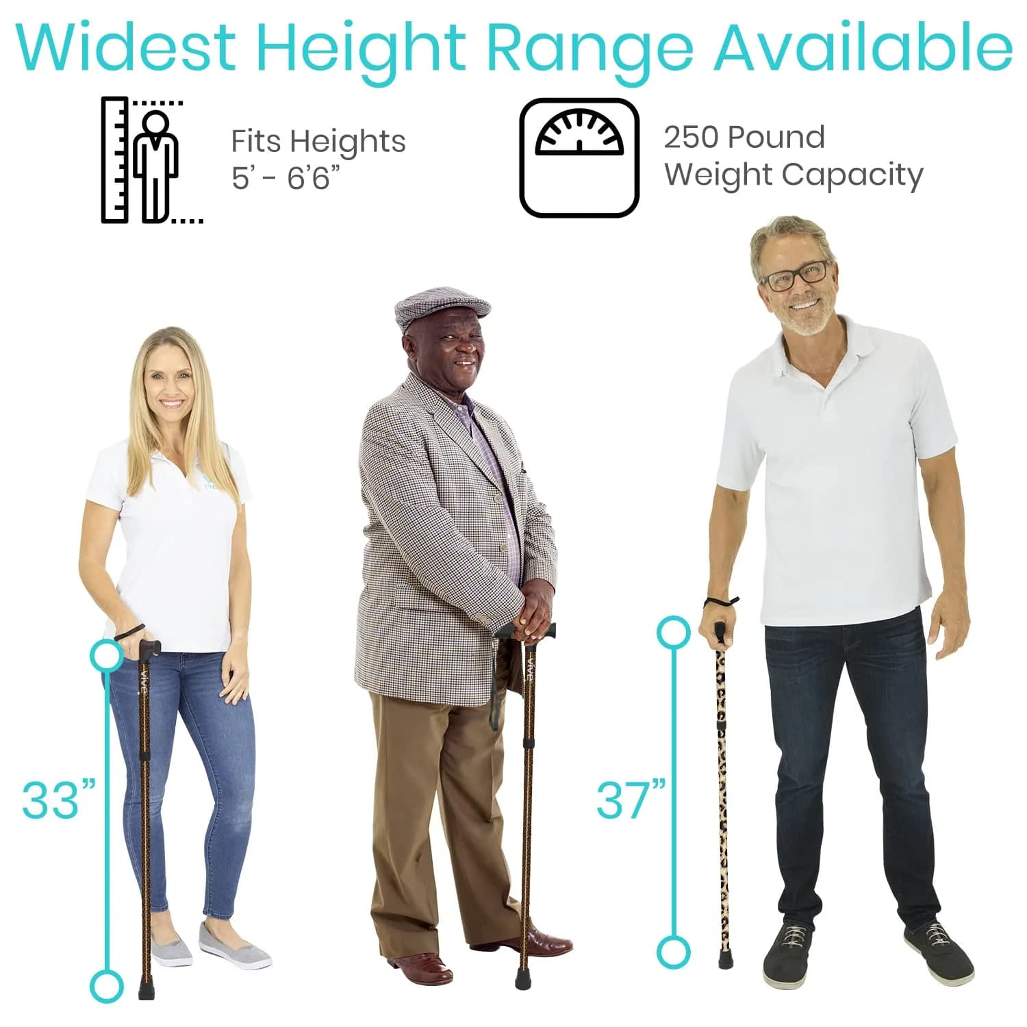 Vive Folding Cane - Adjustable Aluminum Walking Cane with Ergonomic Grip & Rubber Tip | 33-37 Inch Height - view 5