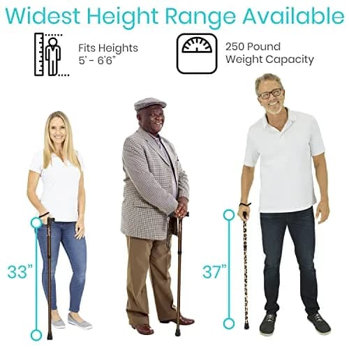 Vive Folding Cane - Adjustable Aluminum Walking Cane with Ergonomic Grip & Rubber Tip | 33-37 Inch Height thumbnail 5